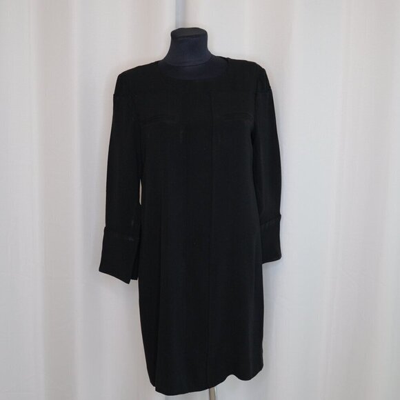 PARTOW Silk Black Long Sleeve Dress Sz 6 - Picture 1 of 7